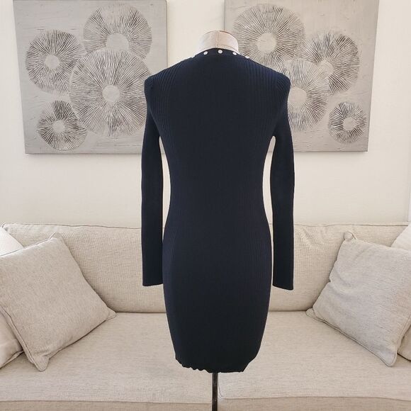 Alexander Wang Snap Button Studded Ribbed Sweater Dress size Small in Black - Picture 7 of 9